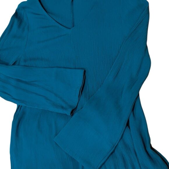 SOFT SURROUNDINGS Blue Mirabella V Neck Tunic Midi Long Sleeve Dress S - Picture 6 of 7